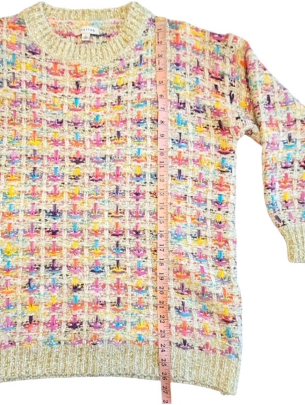 Anthropologie Stellah Sweater Myla Sparkled Metallic Multicolor Knit Small - Picture 10 of 11